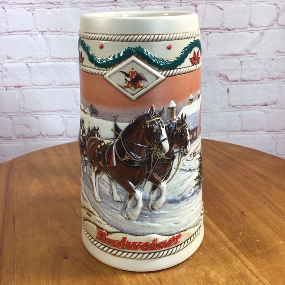 Vintage Budweiser 1996 Holiday Stein “American Homestead” Ceramic Stein - Picture 2 of 7